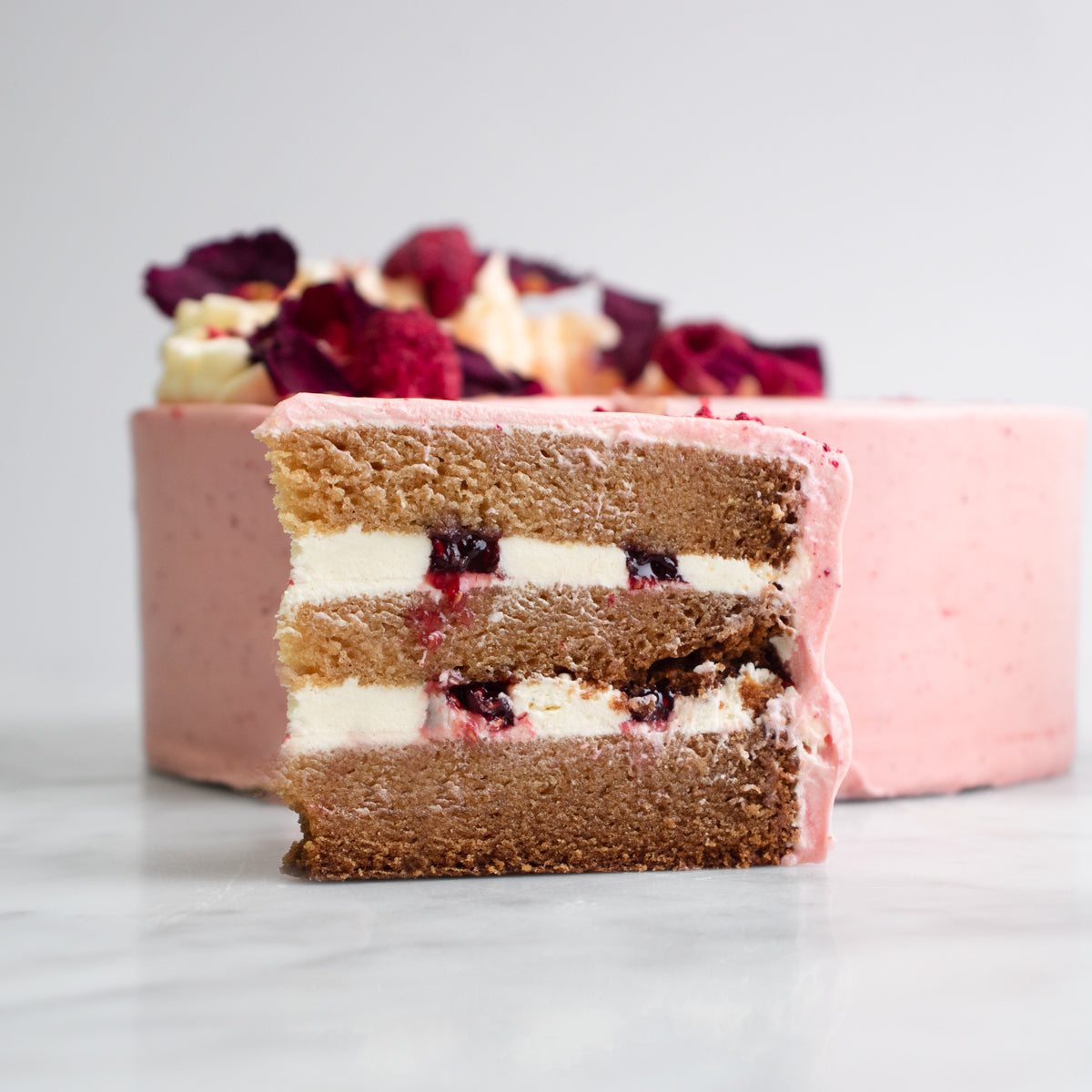 Raspberry, Rose & Vanilla Bean Cake | Vegan